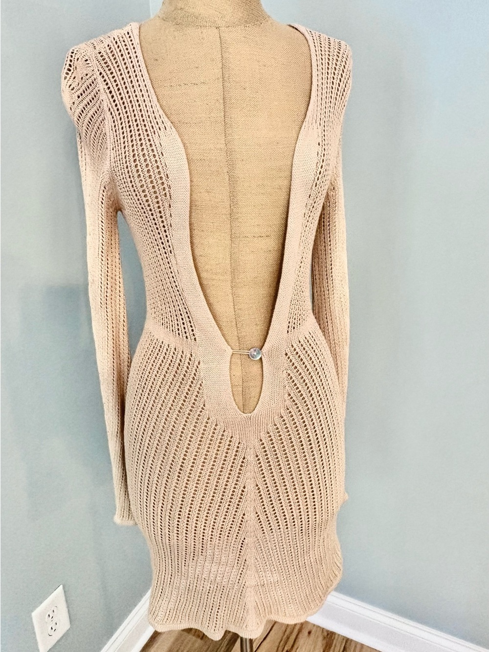 Nude/ Tan Crochet Swim Cover
